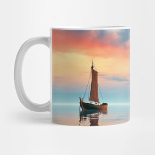Tranquil Water Boat Serene Landscape Mug